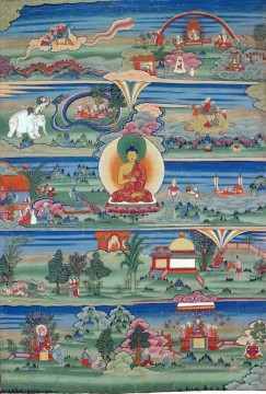  hut - Thangka Jataka Tales by Bhutanese Buddhism